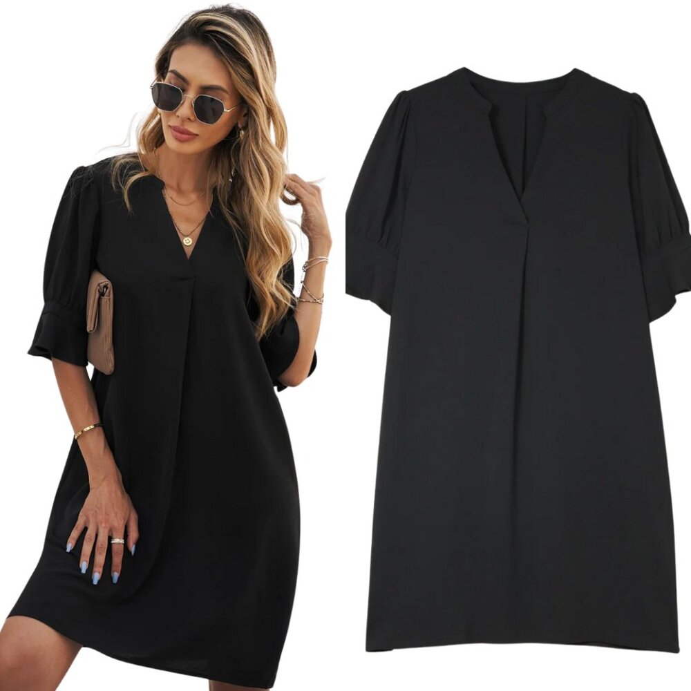 NWT Essential Little Black Dress Effortless Ruffle Sleeve Crepe SZ 1X